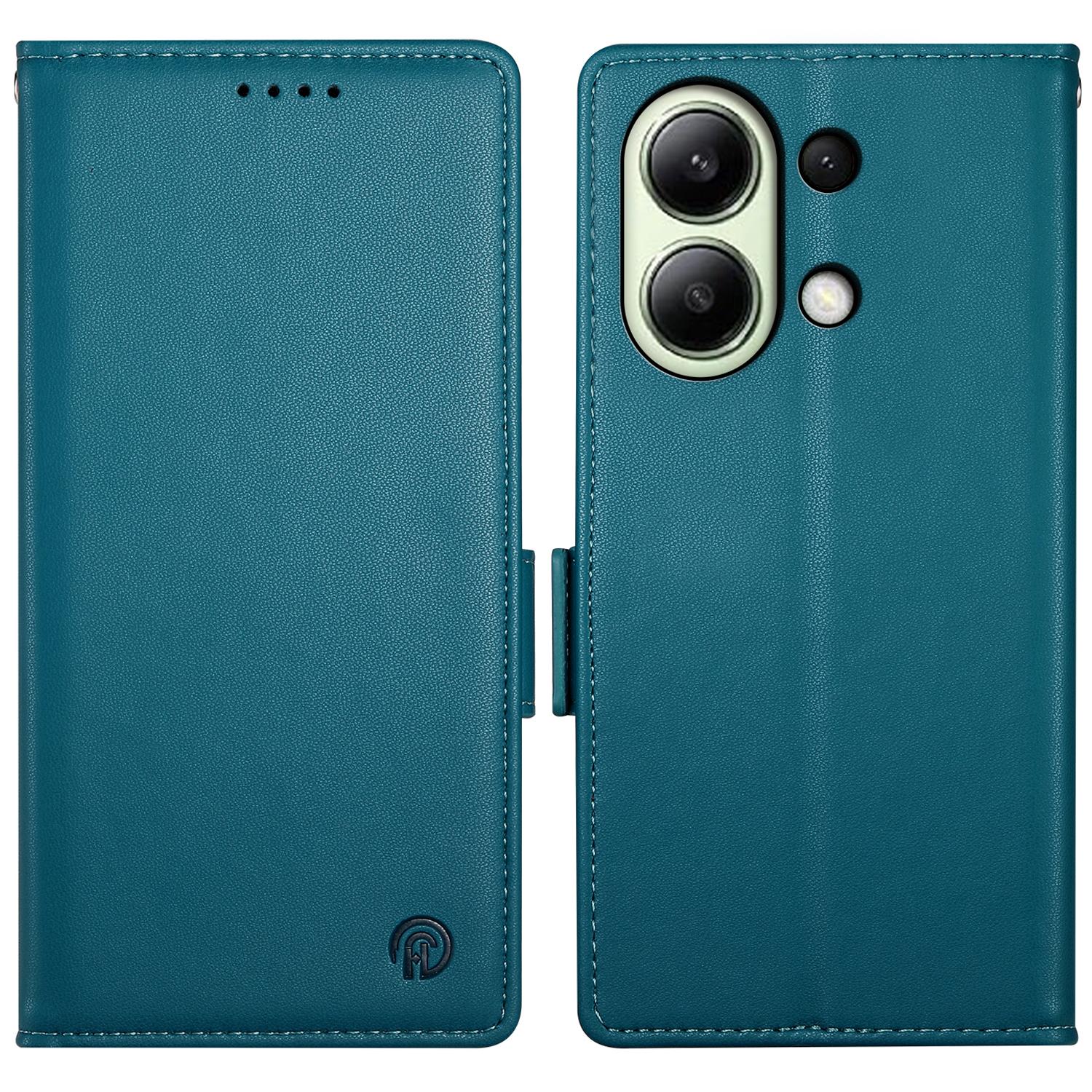 

DF-010 For Xiaomi Redmi Note 13 4G Wallet Case Anti-Scratch Leather Phone Cover Blue