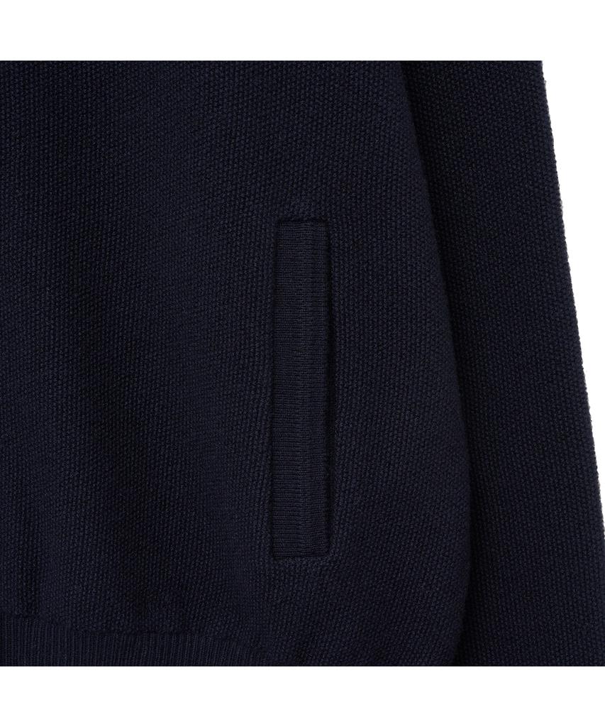 Iolo Textured Knit Zip-Up Hoodie_Navy