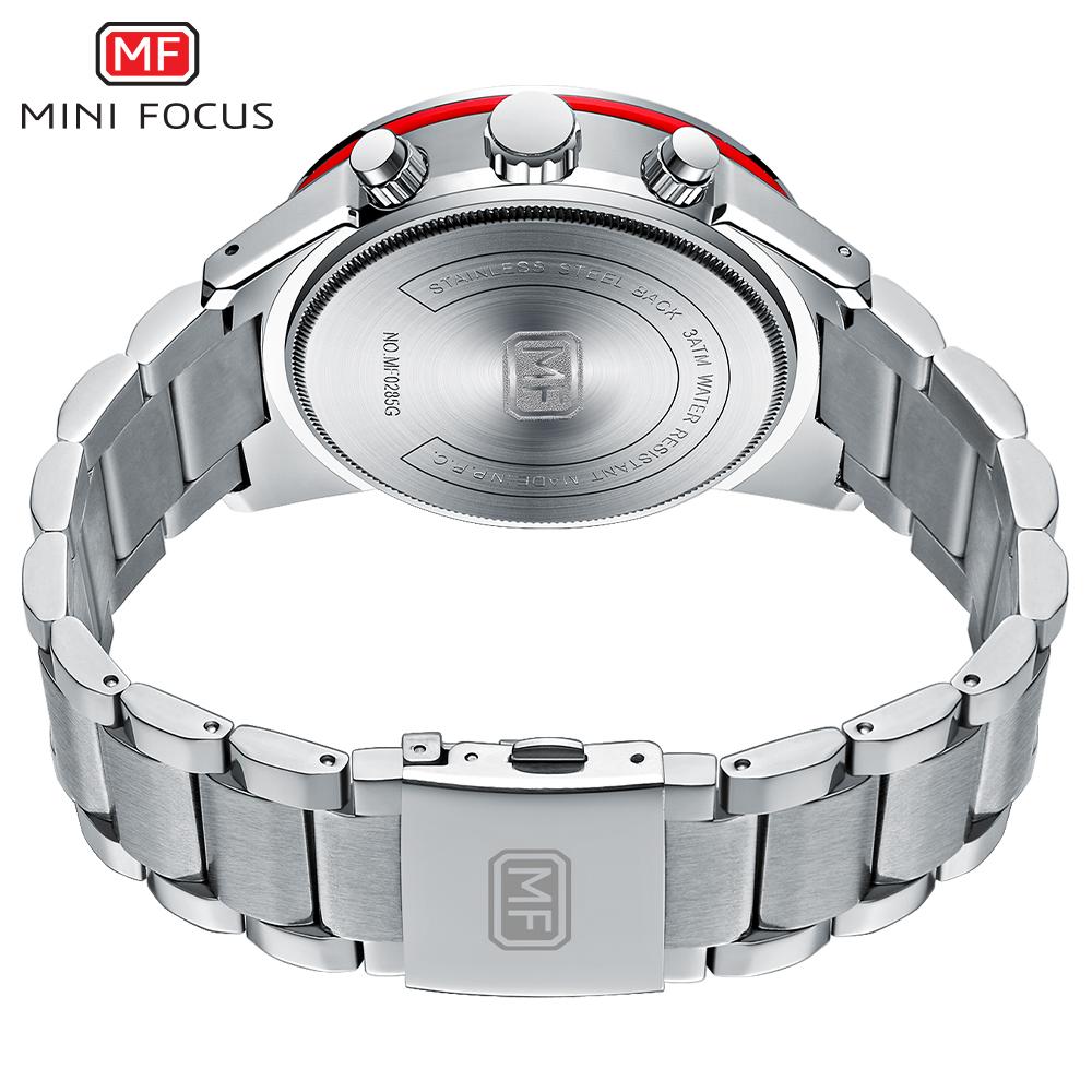 MINI FOCUS Brand Watch Multi-functional Calendar Waterproof Stainless Steel Strap Men Quartz Watches
