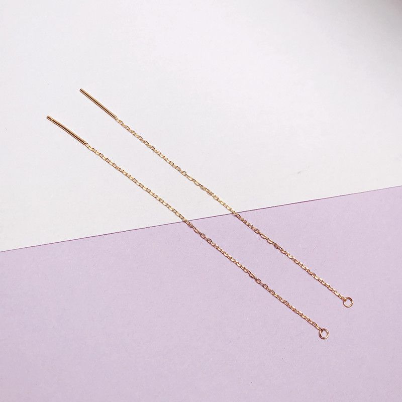 

S925 Sterling Silver Accessories O-Shaped Chain Long Ear Threads DIY Handwork Gold color 9cm