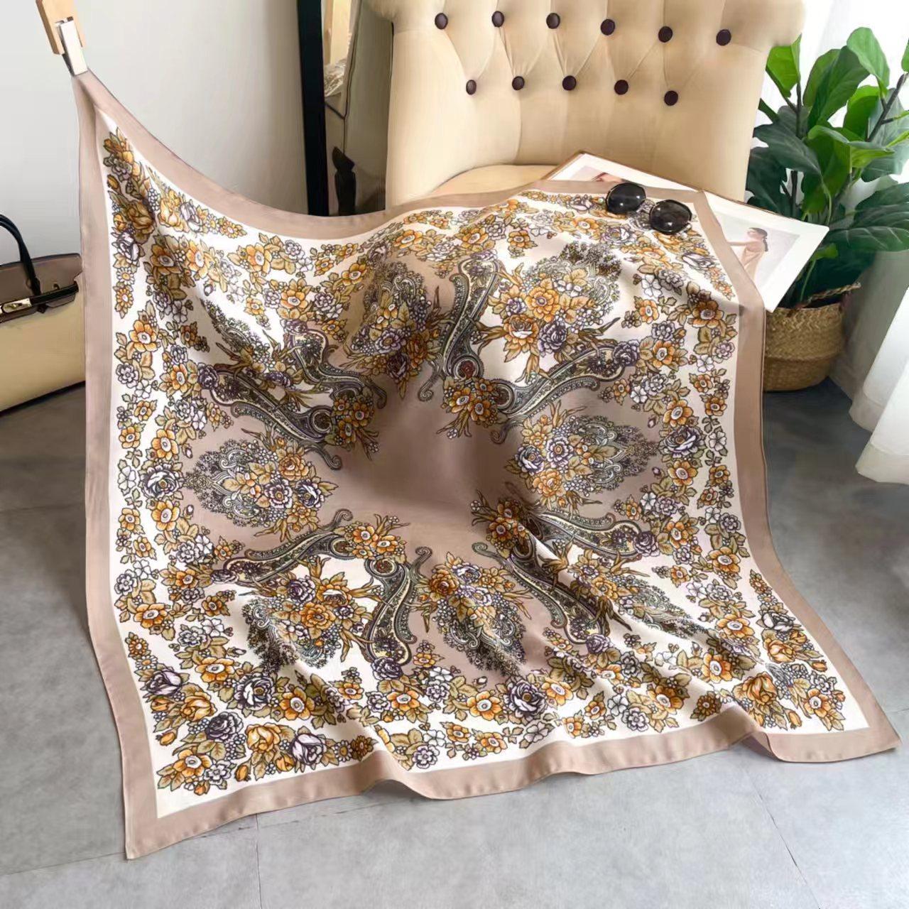 110*110 см Русский Цветочный Квадратный Шарф Женский Цветочный Принт Украинский Платок Бабушка Бандана Шарфы Платок Головные Уборы 110X110cm