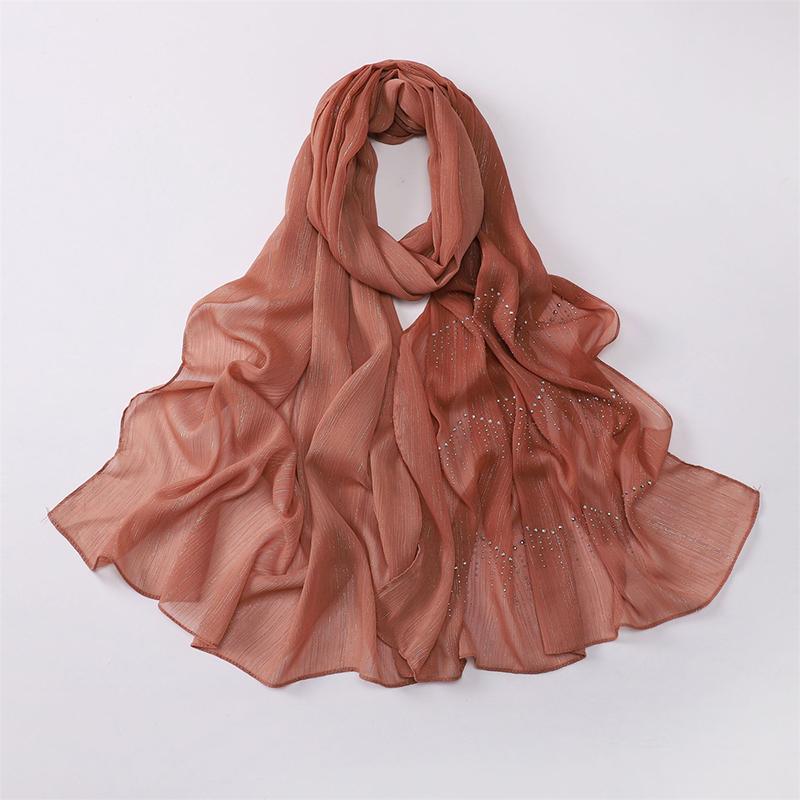 Shiny Plain Wrinkle Rhinestone Shimmer Shawls Scarf for Women Muslim Hijab Spring Ramadan Long Soft Wrap Headband Abaya Bufandas