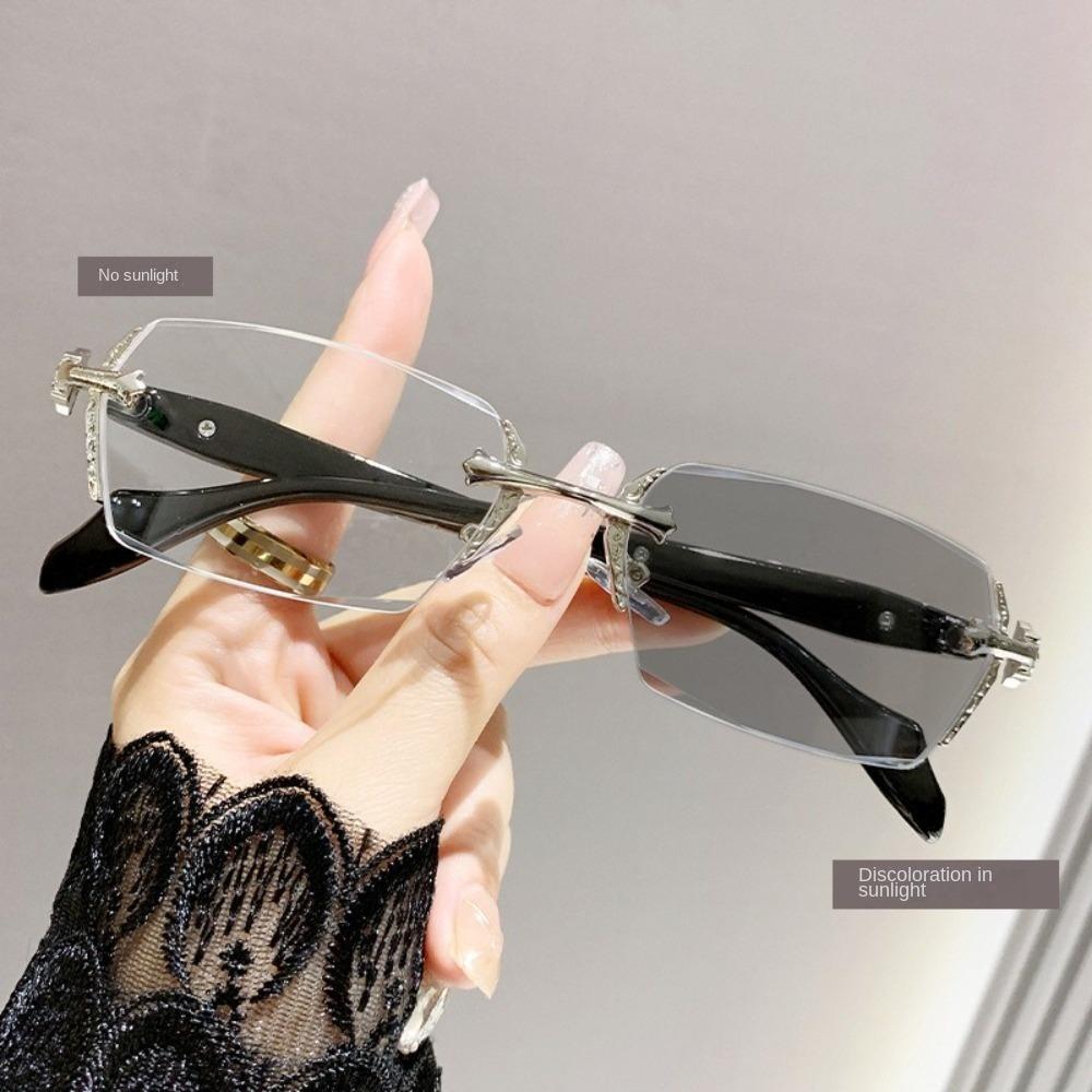 2026 Y2K Women's Retro Square Frame Glasses for Girls Japanese Harajuku Glass Eyewear Rimless Computer Anti-blue Eyeglasses