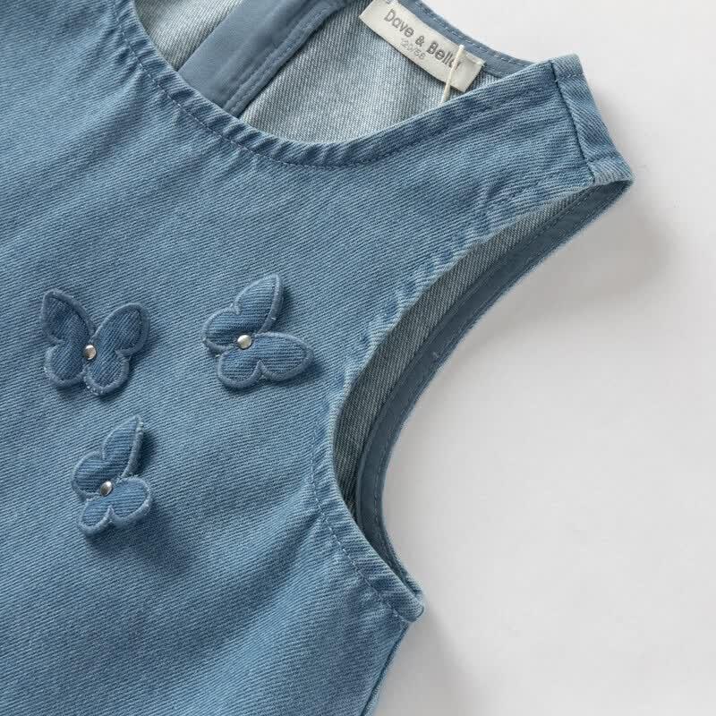 DAVE & BELLA Girls' Sleeveless Denim Summer Dress