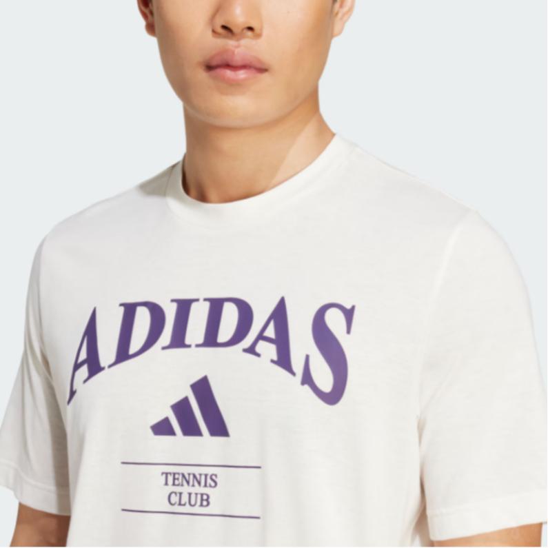 Adidas Climacool Heritage SS25 Graphic Retro Tennis Round Neck Short Sleeve T-Shirt Men Tops Pink White Aurora-Purple KA0996