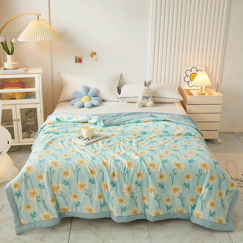 Cute Zoo Animals Print Quilt Bedspreads Children Adults Thin Comforter Summer Quilt Single Double Bed Air-Condition Bed Blanket