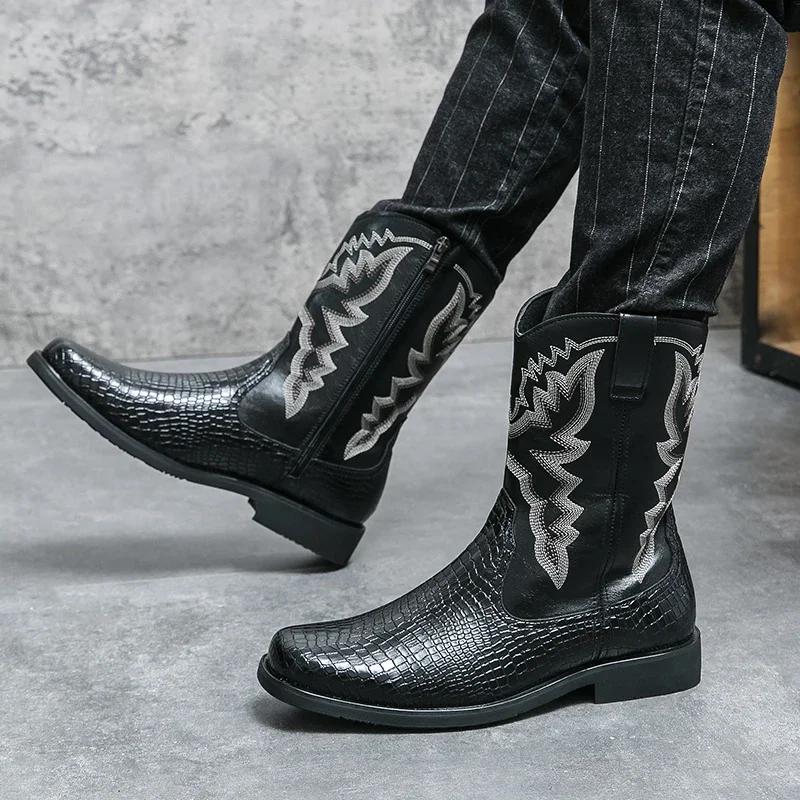 Designer Brand Winter Hot Selling High Top Boots Western Classic Men's Chelsea Boots Men's Genuine Leather High Top Shoes