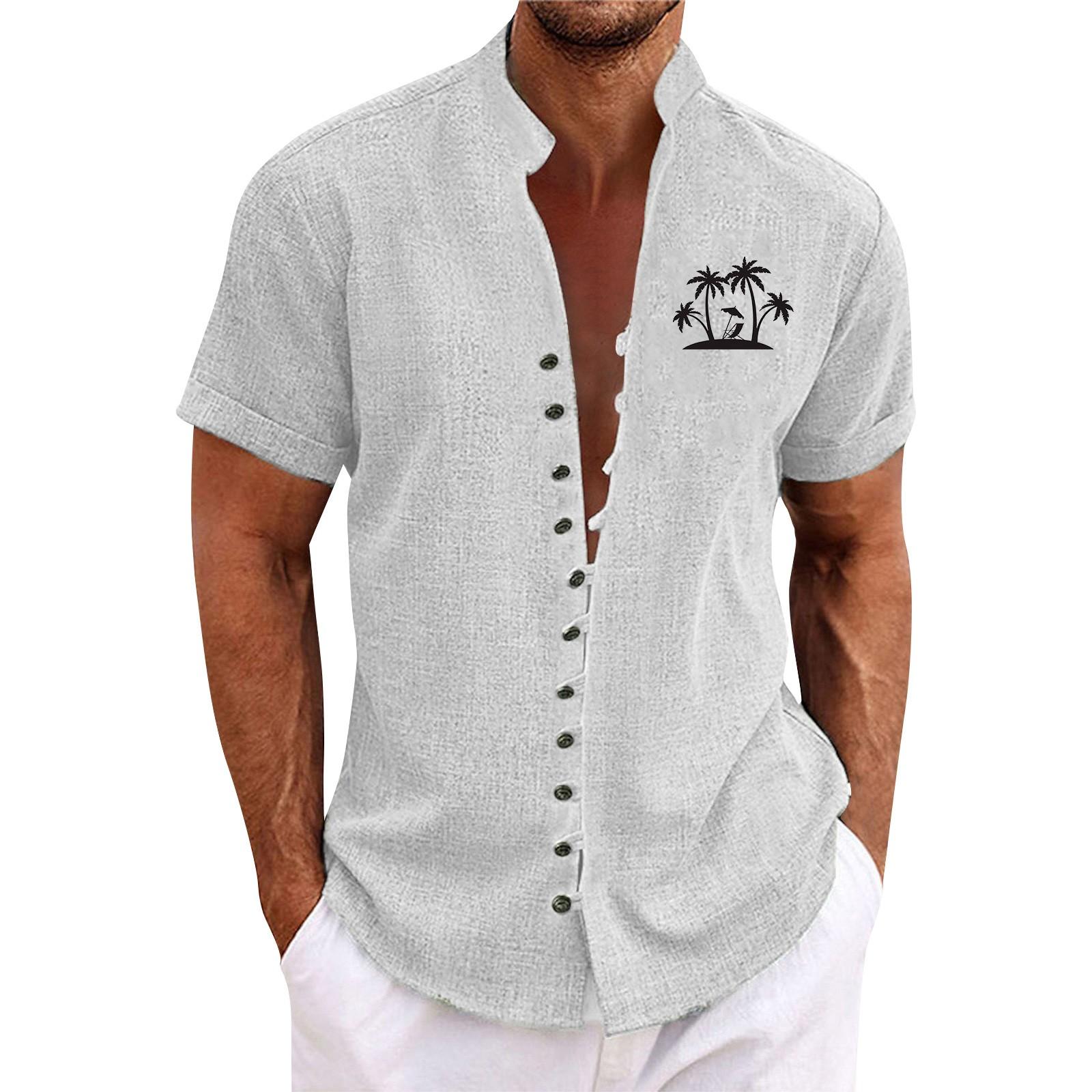 

Новая мужская повседневная свободная рубашка в стиле ретро с короткими рукавами и принтом XL белый