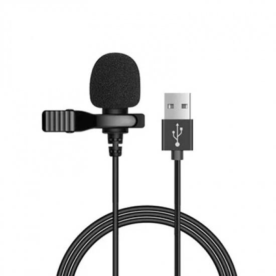 Portable 1.5m Mini Type C Microphone USB Condenser Clip-on Lapel Mic 3.5mm Wired Microfon for PC Laptops Professional Recording