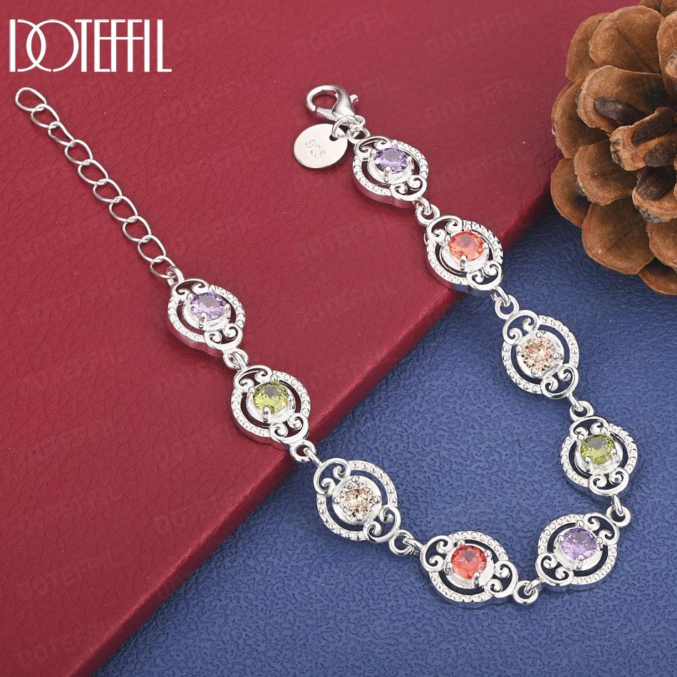 

Свадебные украшения из стерлингового серебра 925 пробы, подарок, цветной браслет с цирконами AAA 20cm