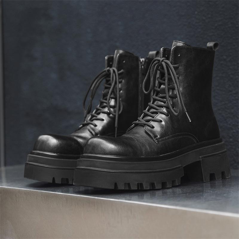 Britische Herrenmode Party Schuhe Denim Stiefel mit dicker Sohle Cool und trendy Vielseitige Herrenschuhe