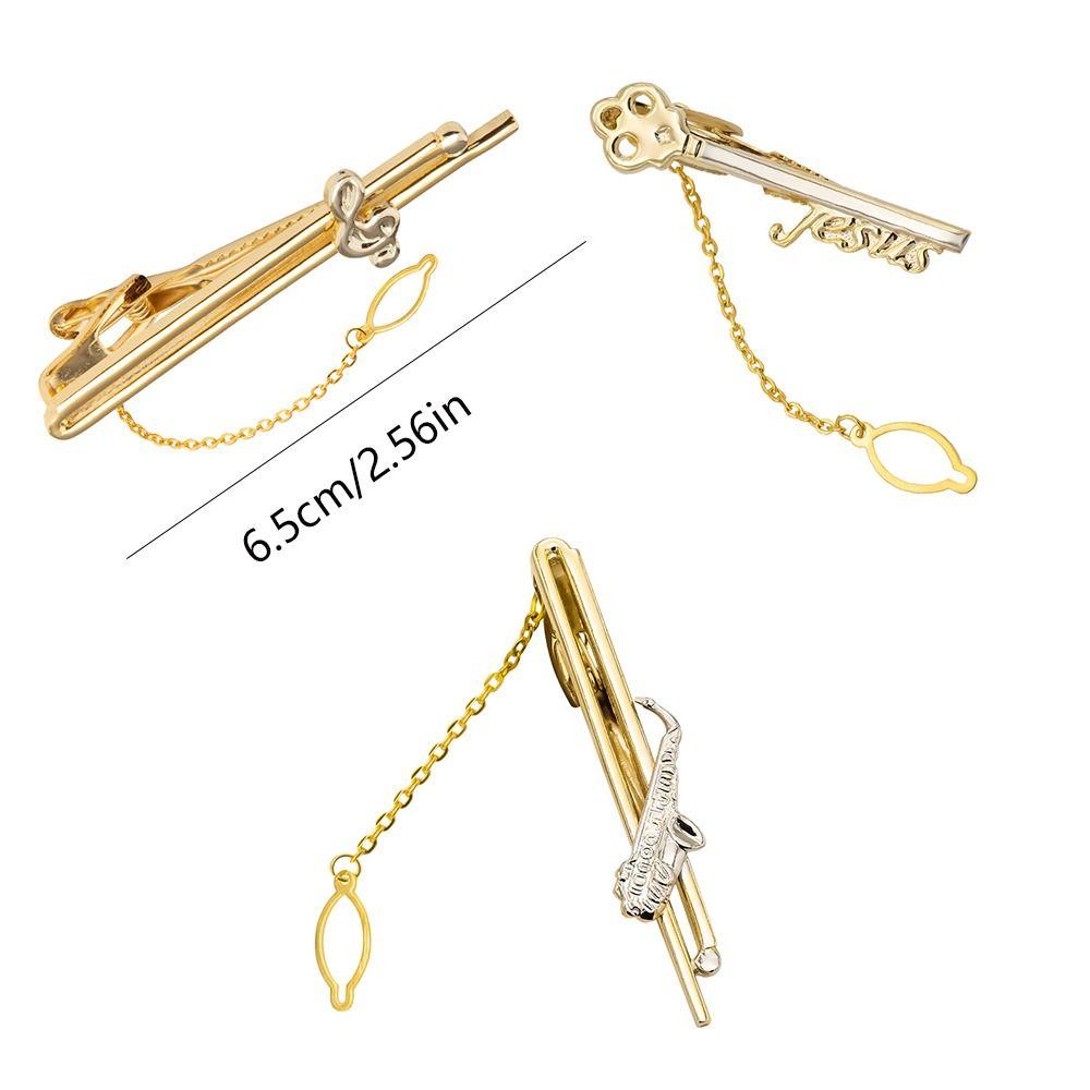 Copper Musical Note Clasp Clip Saxophone Men Necktie Buckle Formal Metal Tie Clips Gift