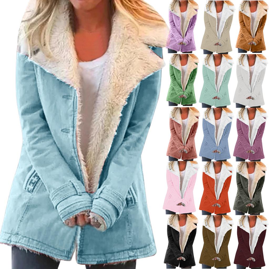Women's Solid-color Loose Long-sleeved Fashionable Plus-size Warm Fleece Jacket
