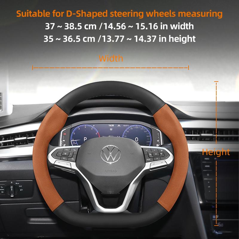 AABGI1 Suitable for Volkswagen Suede Matte Carbon Fiber Texture Steering Wheel Cover Suitable for Polo Golf 5 6 7 up Gol Volante Scirocco Passat