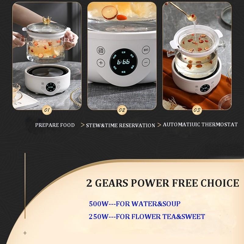 500W 1.5L Jug & 500ML Stew Pot Teapot Digital Touch Panel Multi Functional Health Pot Household Smart Soup Boiler