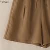 ZANZEA Women Casual Elastic Waist Solid Color Loose Summer Shorts