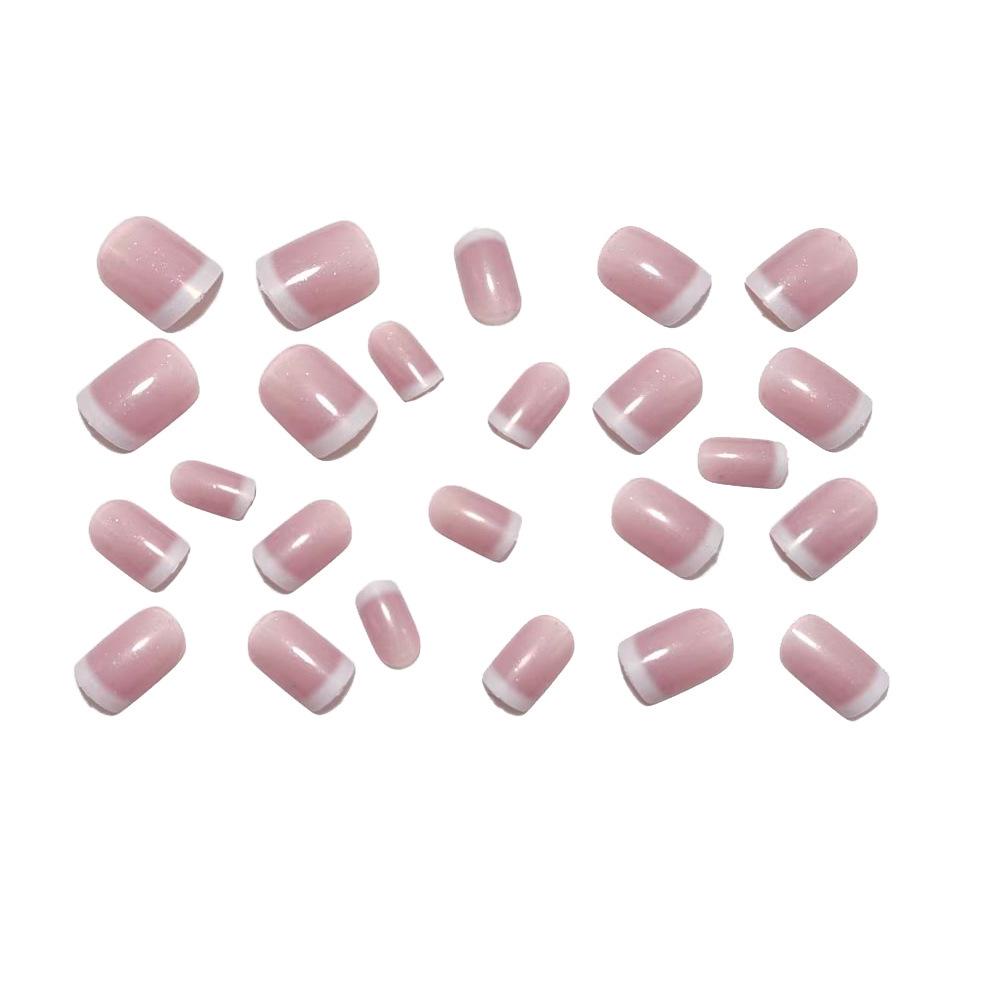European Square Wearable Classic French White Edge Glitter Nails - Hot Selling Simple Nail Art Tips