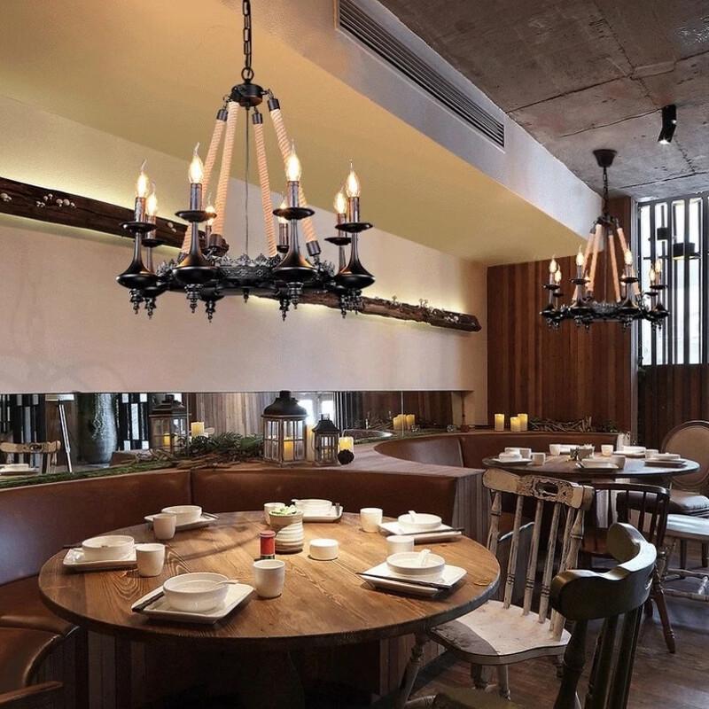 Oeny 6-Head Industrial Chandelier with LED