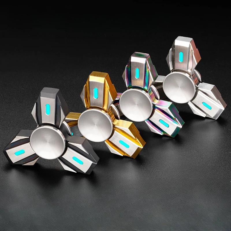 Mini Luminous Fidget Spinner Relieve Stress Reducing Toys Edc Stainless Steel Gyroscope Spinning Tip Top Antistresse Glowing
