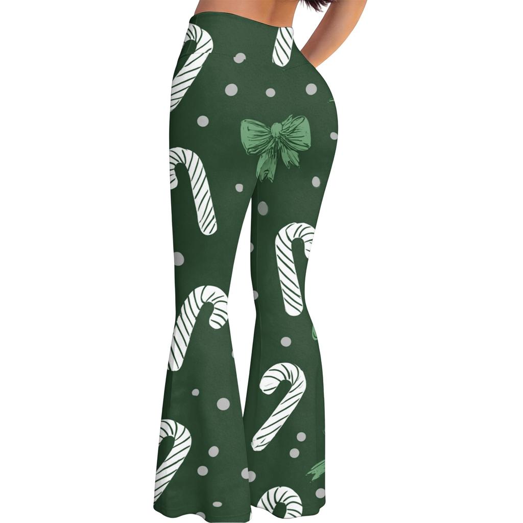 Women's Christmas Printed High Waisted Flared Yoga Pants Casual Slim Fit Everyday Wear