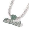 THE BLING KING Custom Bubble Letter With Baguettecz Heart Bail Iced Out Green Pink Cubic Zirconia Pendant Chain Hiphop Jewelry