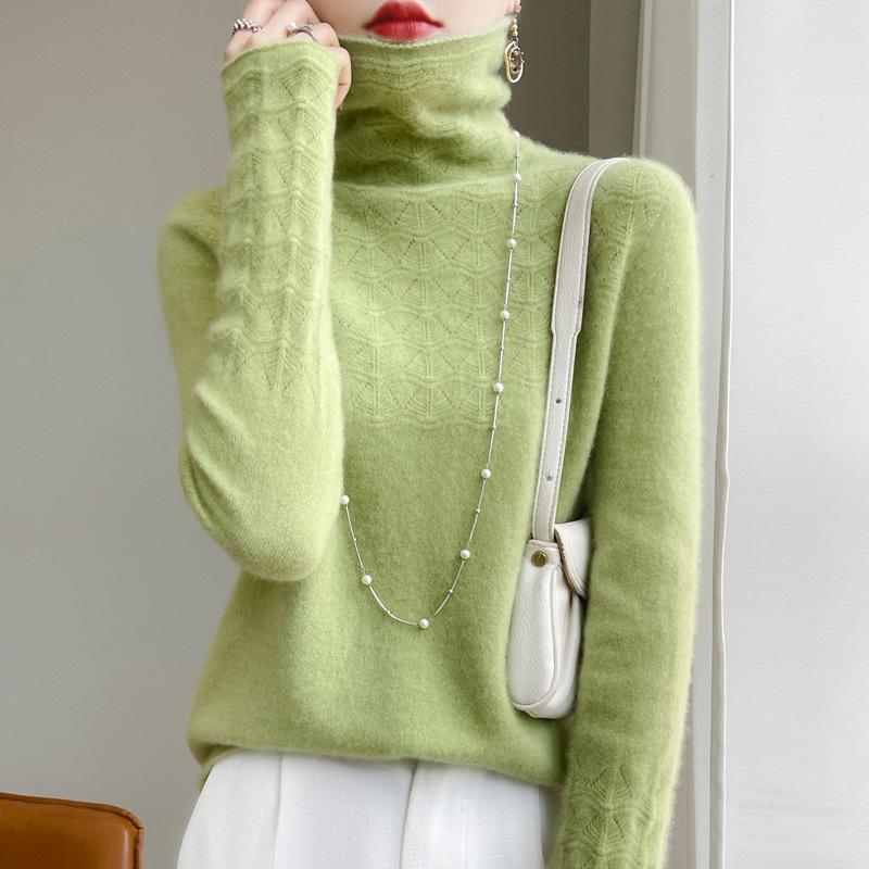 

Осенне-зимний шерстяной свитер, женский короткий комплект с высоким воротником и полым пуловером поверх свитера с большой подкладкой S