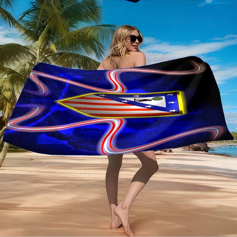 Atletico Madrid Crest Beach Towel Microfiber Beach Towel, Lightweight and Quick-Dry, for Summer Travel, Swimming Pool Fan Birthday Gift