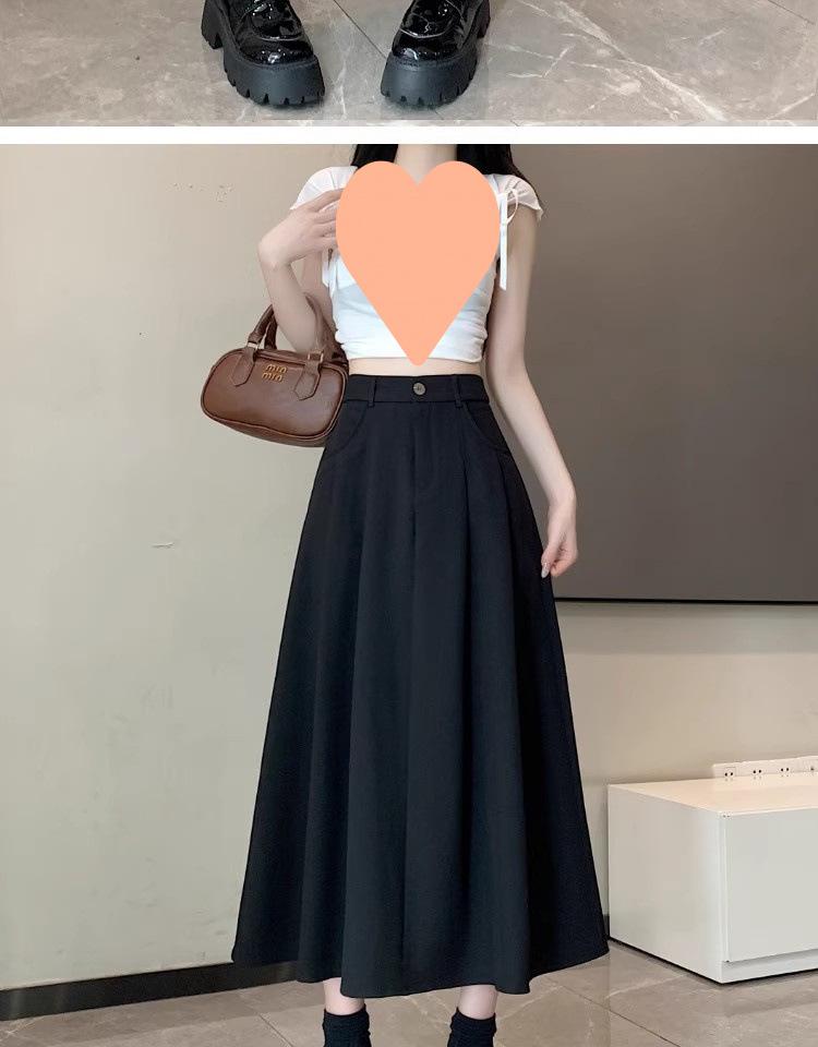 Summer 2025 Women's Black A-Line Pleated Umbrella Skirt - Flattering, Long, and Trendy