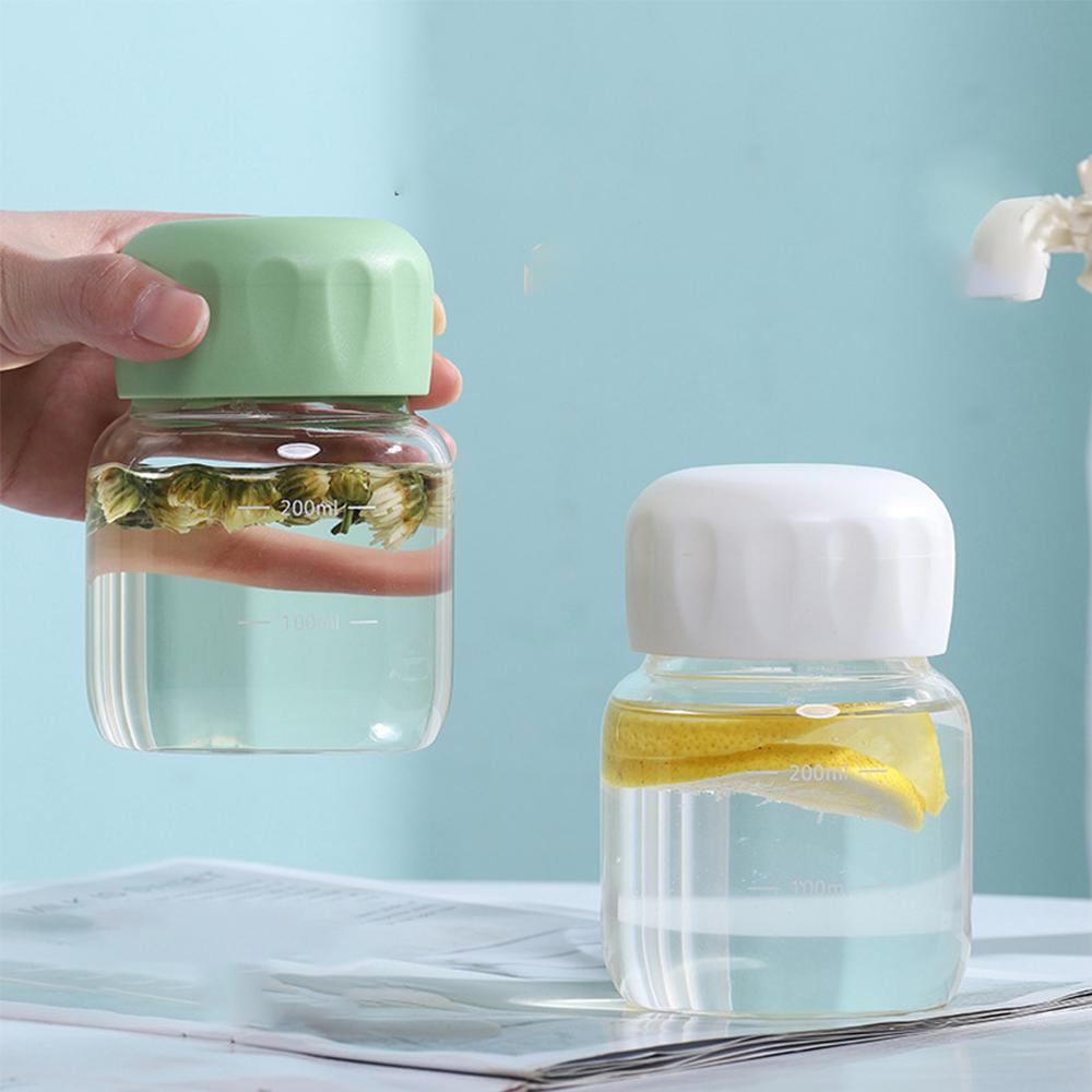 Mini Glass Water Bottle 300ml Mini Coffee Juice Milk Tea Cups with Scale Portable for Children Reusable Drinking Customizable