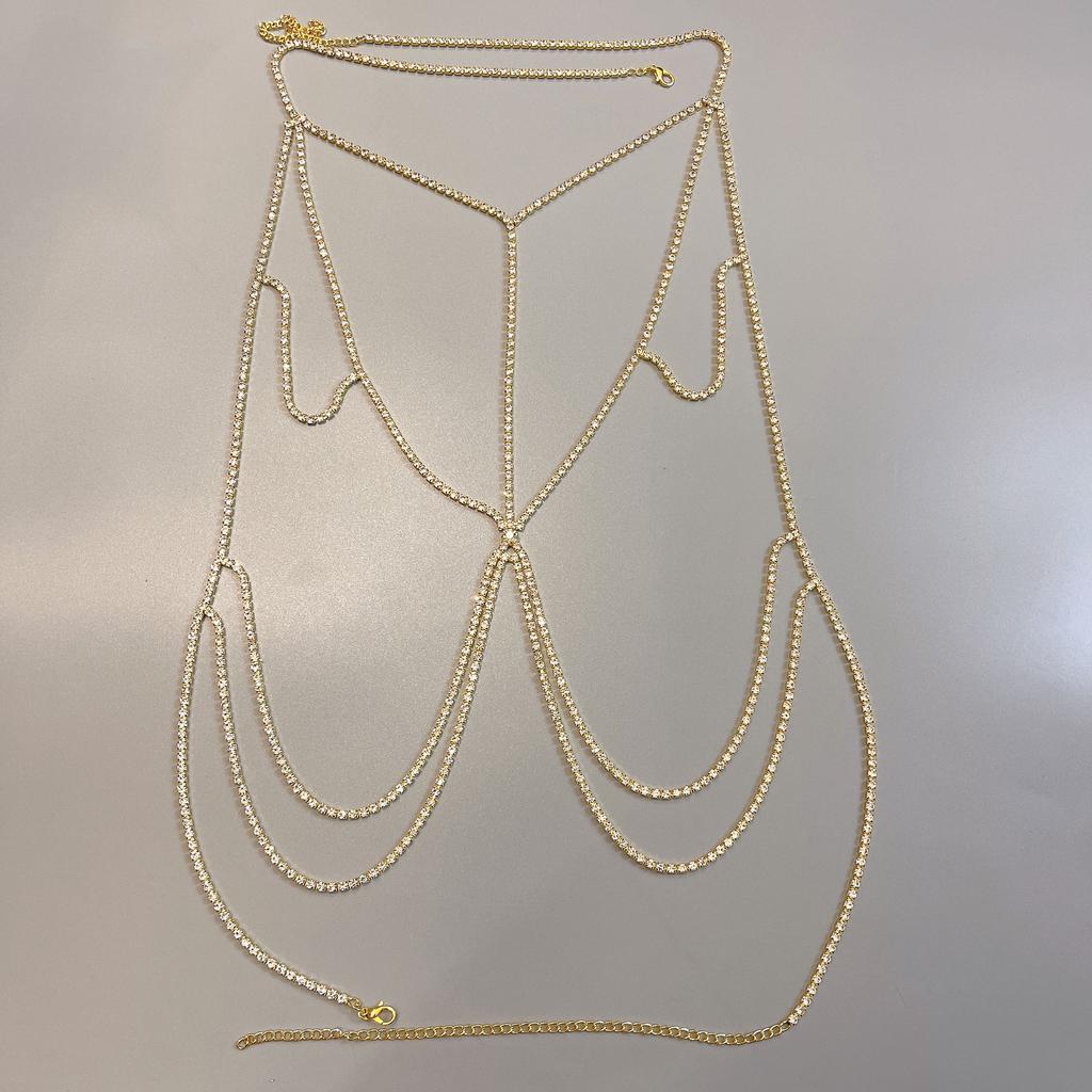 European And American Fashion Jewelry Sexy New Rhinestone Claw Chain Bikini Chest Chain Body Chain