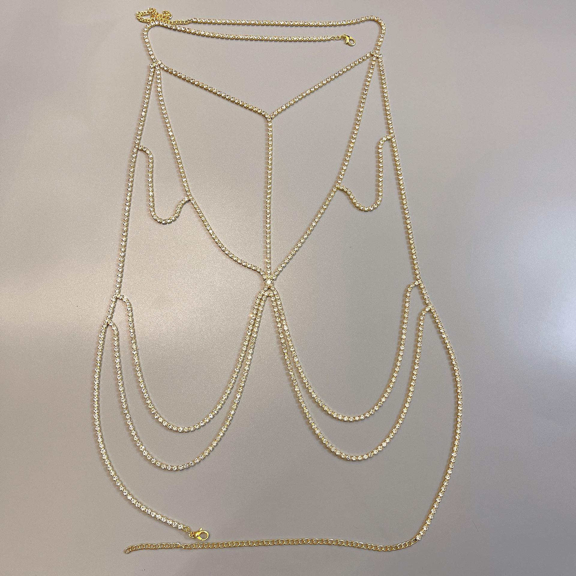 European And American Fashion Jewelry Sexy New Rhinestone Claw Chain Bikini Chest Chain Body Chain