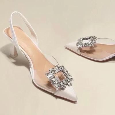 Spring and Autumn Fashion New Sexy Banquet Comfortable Crystal Transparent Solid Color Pointed Toe Women High Heels Pumps Women