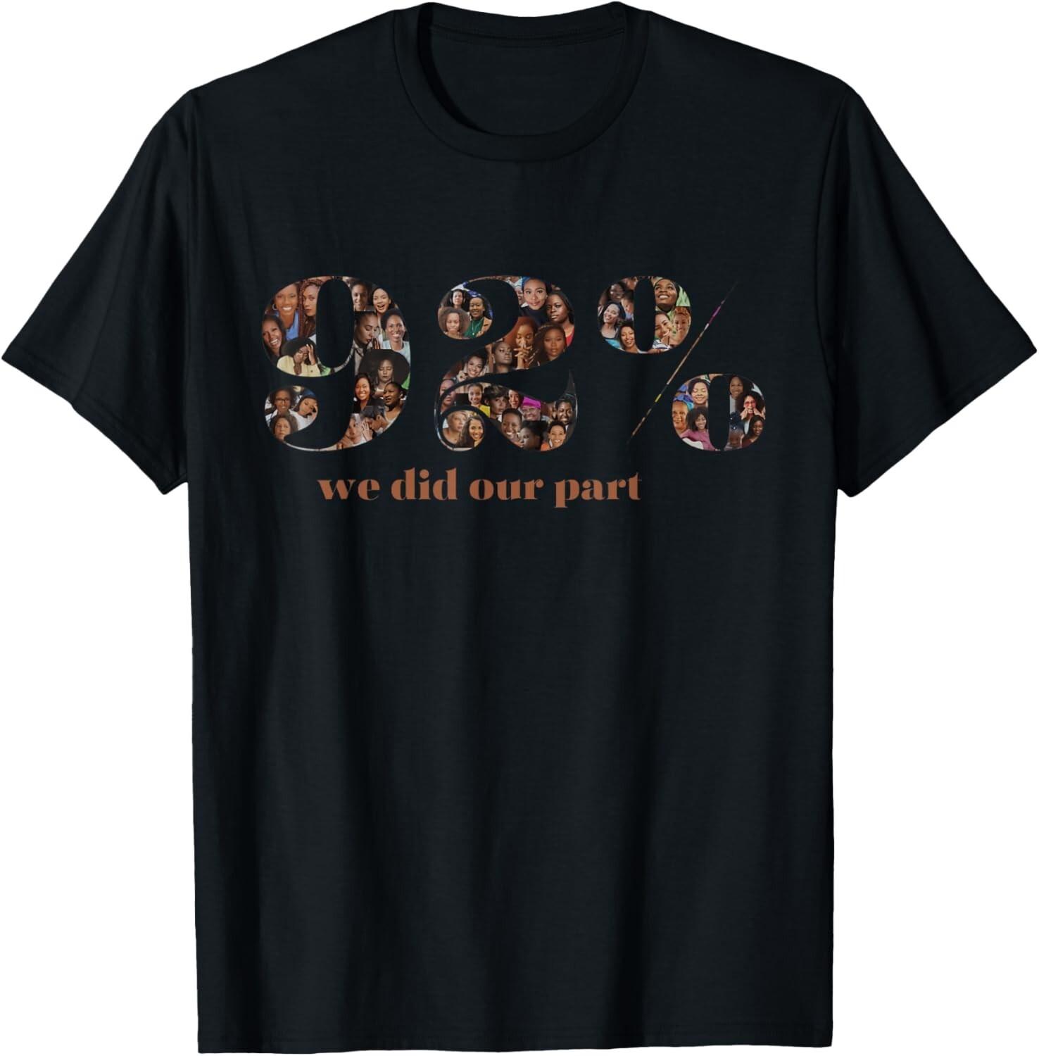 92 Percent Black Women Who Voted Black Women History Month  unisex T-Shirt Mens Womens Tees Top S