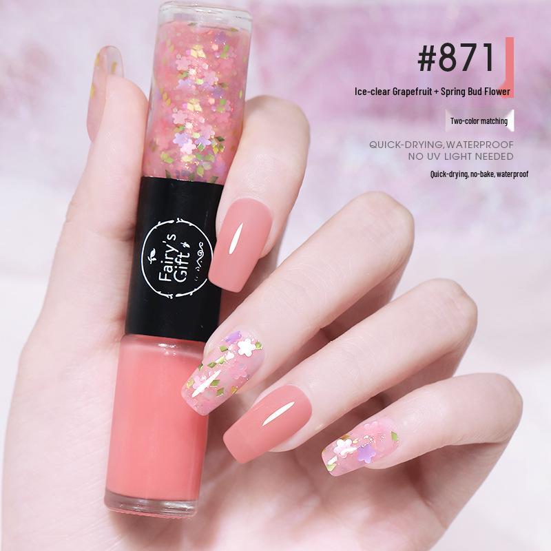 Dual-Color No-Bake Quick-Dry Waterproof Nail Polish - Long-Lasting & Non-Peeling for Autumn/Winter