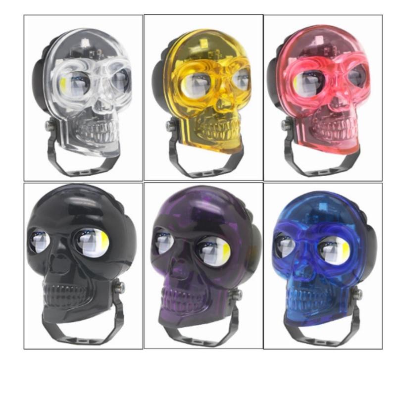 Motorcycle Skull LED Fog Light Auxiliary Headlight Spotlight with Flood Beam and Advanced Optical Lens Technology