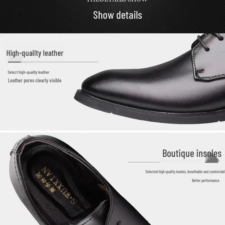 Men's Height-Increasing Breathable Leather Derby Shoes for Business, Casual, and Formal Wear