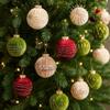 4pcs 8CM Velvet Christmas Balls Shatterproof Flocking Christmas Gifts Ball Reusable Glitter Xmas Tree Hanging Pendants