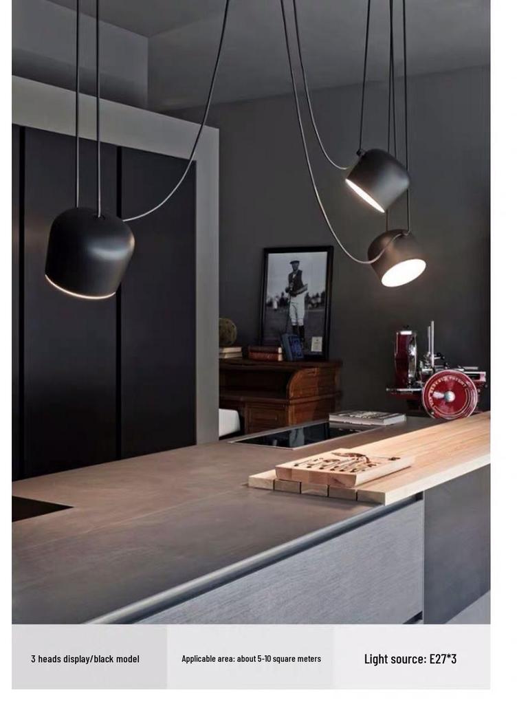Nordic Industrial Style Three-Head Pendant Light for Cafe, Bar, or Exhibition Hall