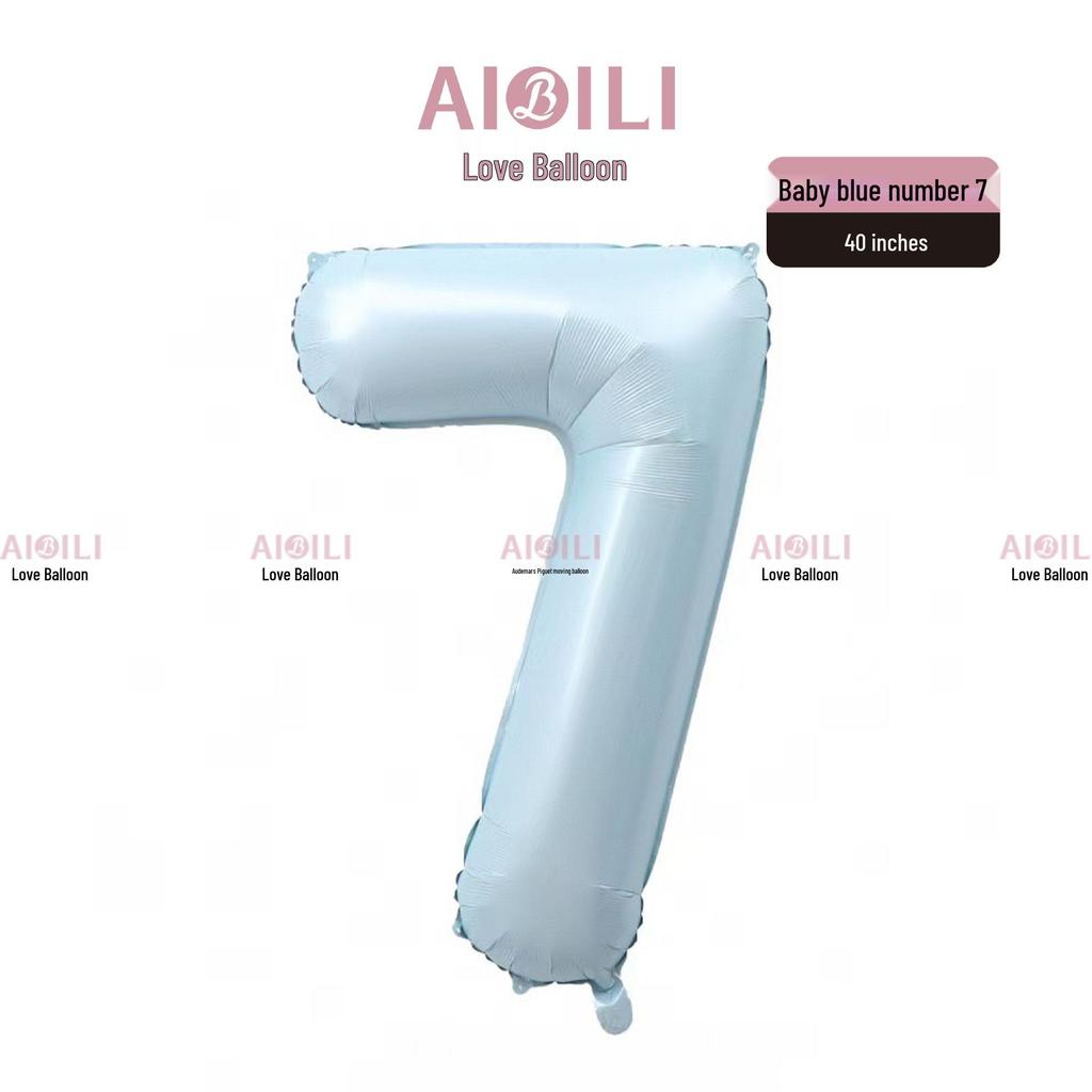 40-Inch Heart-Shaped Large Number Balloon, Baby Pink/Blue for Birthdays
