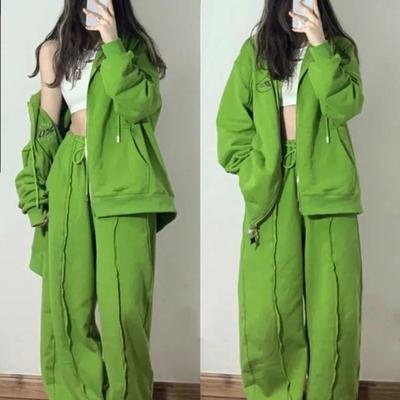 Grote Maat Casual Sportkleding Set Los Slank Modieus Sweatshirt Veelzijdige Tweedelige Set voor Zware Vrouwen tot 300 Pond
