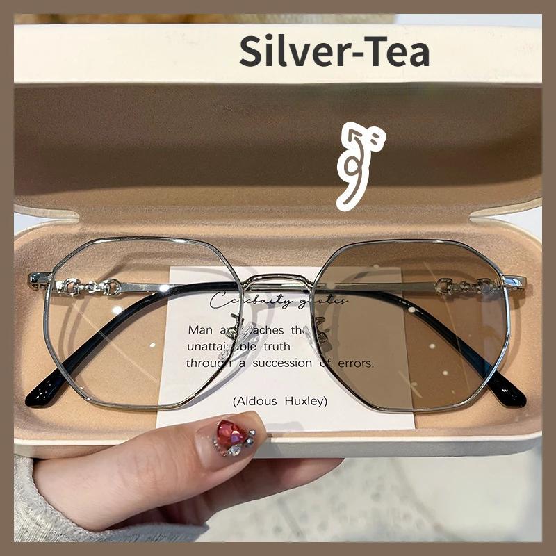 0~ -4.0 Photochrome Myopiebrille Blaulichtresistente Brille Damenbrille Großes Gestell Anti-Ermüdung Myopie Fertigprodukt