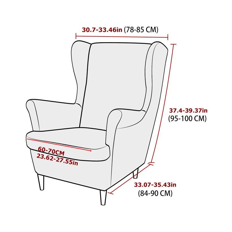 Stretch Wingback Chair Covers Jacquard Armchair Slipcovers Wing Chair Cover with Seat Cushion Case Sofa Cover for Living Room