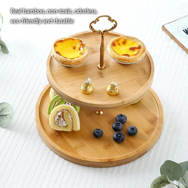 Japanese Bamboo Fruit Plates Set Snack Dishes Cake Stand Bread Dessert Plate Candy Dish Pastry Tray Wood Tableware Decoration