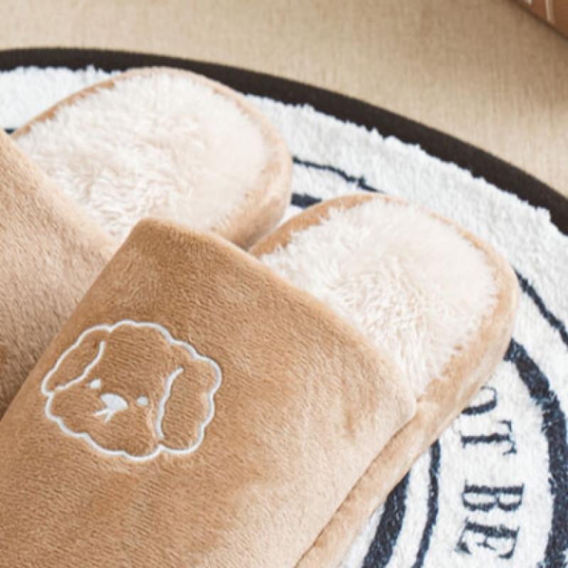 Daiso Embroidered Point Fur Living Room Shoes 230 250 Mm Brown