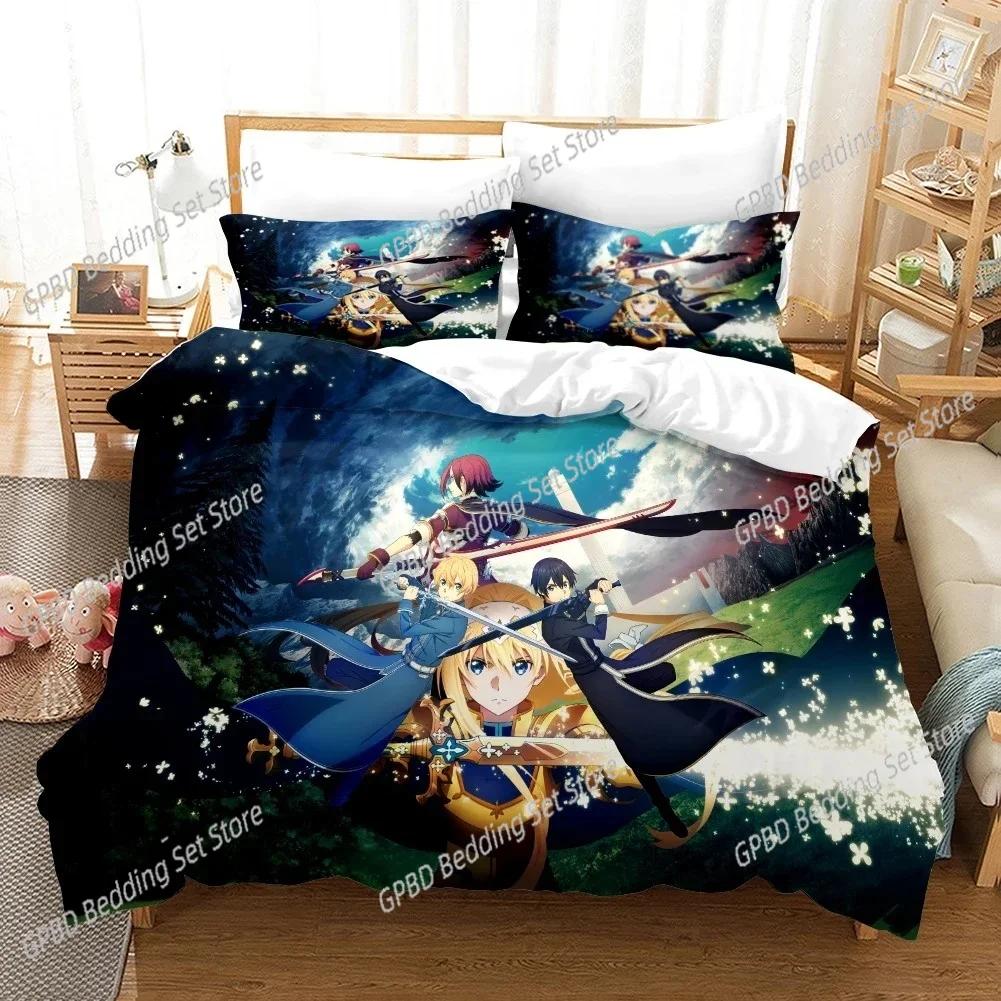 Sword Art Online Pattern 3D NEW Duvet Cover Pillowcase Bedding Set Adult Girl Bedroom Decoration Children Single Double Large