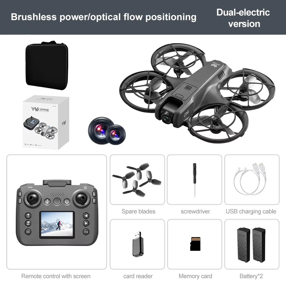 V666 Dron 4K Profesionální 180° ESC HD Kamera Letecký FPV Bezkartáčový Vyhýbání se překážkám s Obrazovkou Dálkové ovládání Skládací RC Dron Hračka Dárek