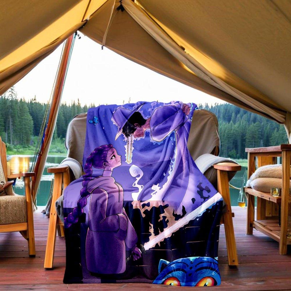 

Fantasy Purple Mage Sword Art Print Blanket Lightweight Flannel Throw Blanket for Sofa, Bed, Travel, Camping, Livingroom, Office, Couch, Ch 130x150cm