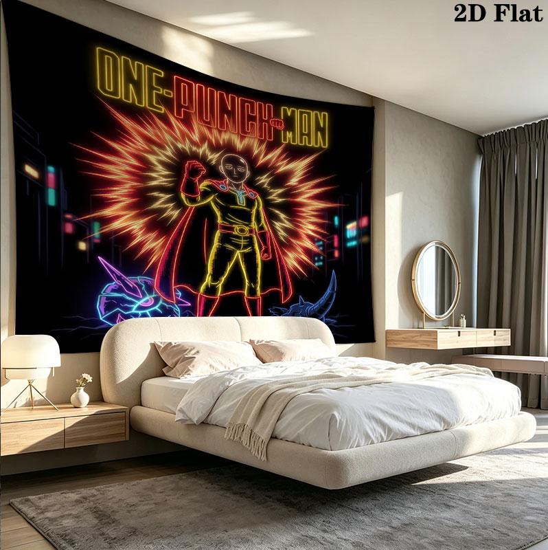 Onepunch Man Wandteppich Ästhetisches Wandbehang Gedruckter Stoffdecke Dekorative Wandteppiche Für Schlafzimmer Wohnzimmer Heimdekoration