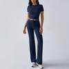 round Neck Neck T-shirt Casual Pants Set Pure Color Crew Neck T-shirt Casual Pants Suit