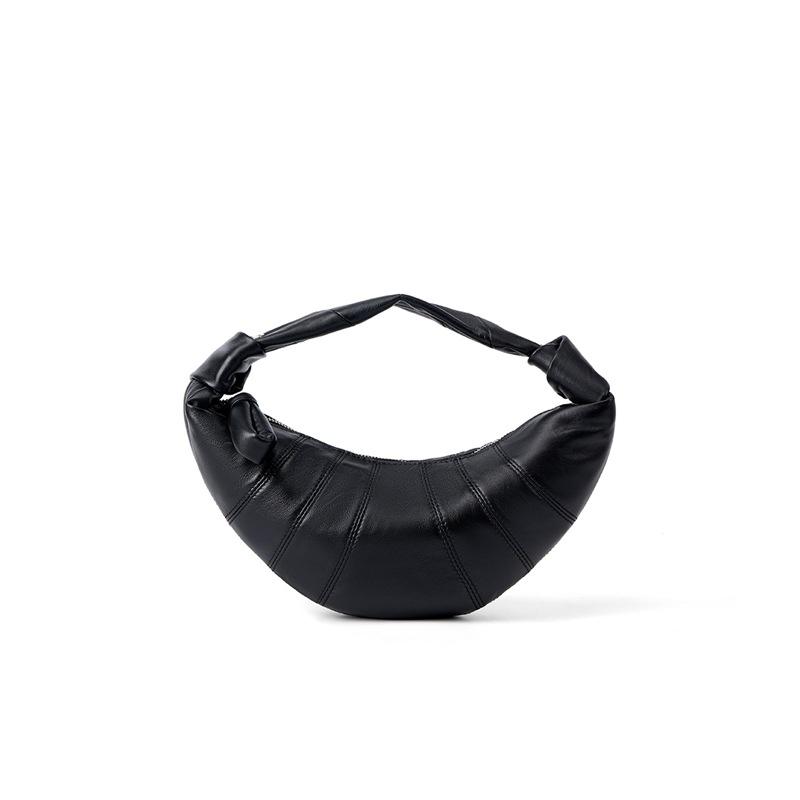 Niche first-layer lambskin diagonal span Lazy croissant leather single shoulder diagonal span dumpling bag girl